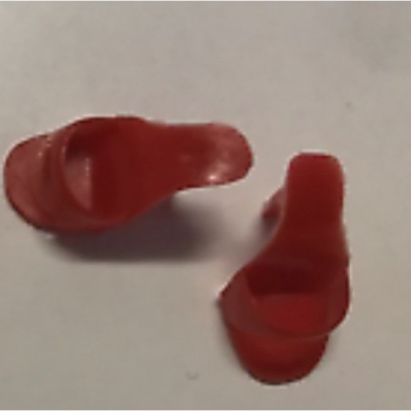 🎠 BARBIE Doll Open Toe High Heel Shoes / Mules Red, Vintage - Picture 5 of 7